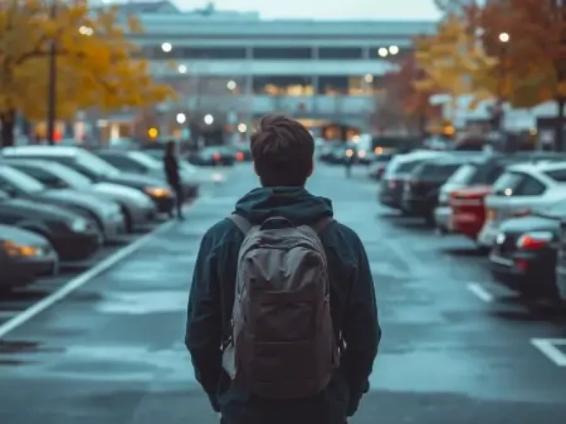 Pedestrian in Parking Lot - Thumbnail