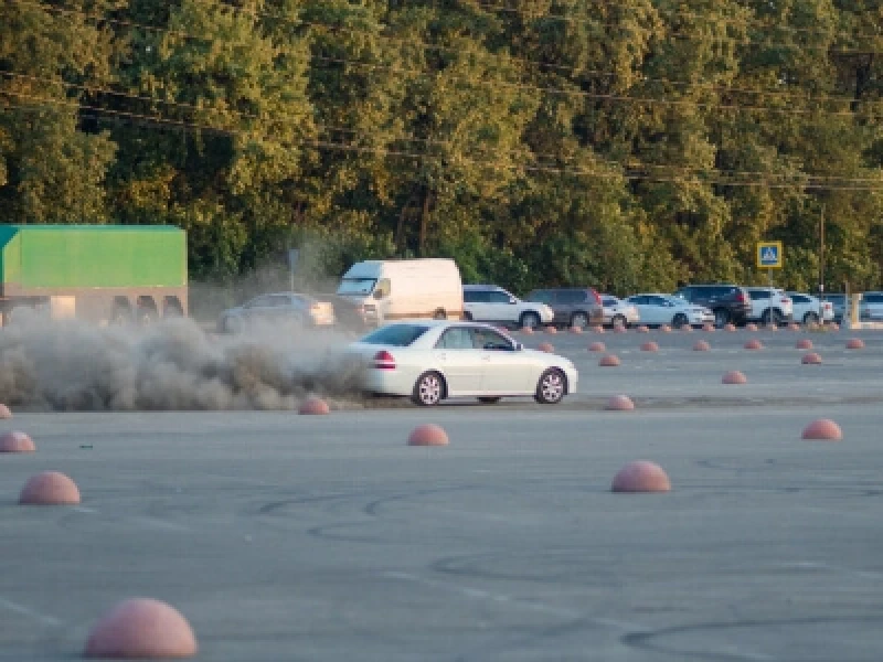 Vehicle Doing Donuts in Parking Lot - Thumbnail