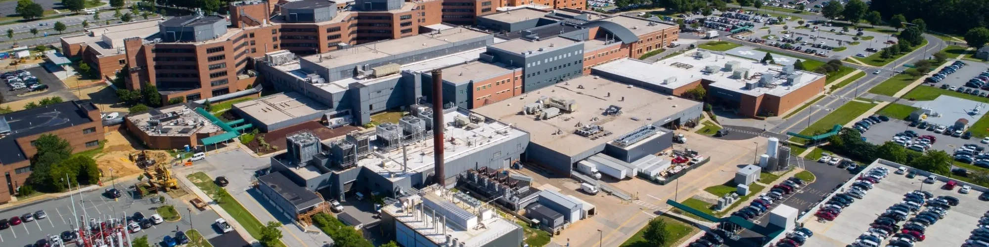 Aerial View of Hospital and Parking Lot