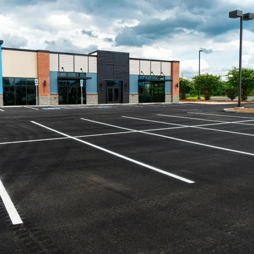 Empty Parking Lot at Retail Shopping Center