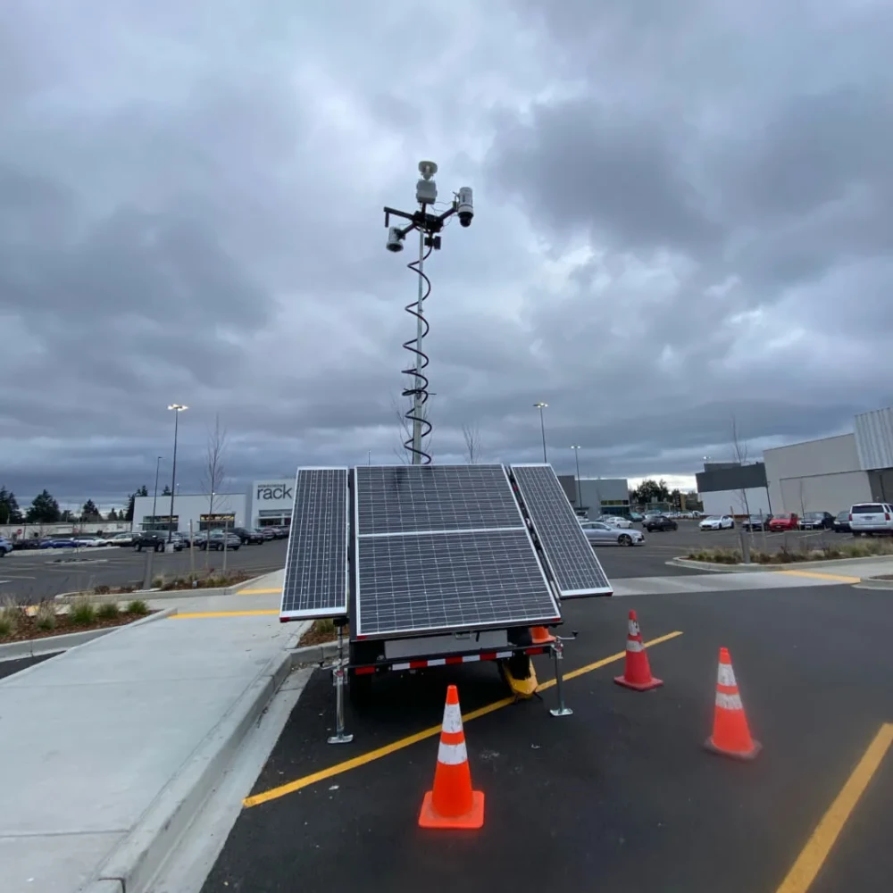 Solar Surveillance Trailer for Retail Parking Lot Security