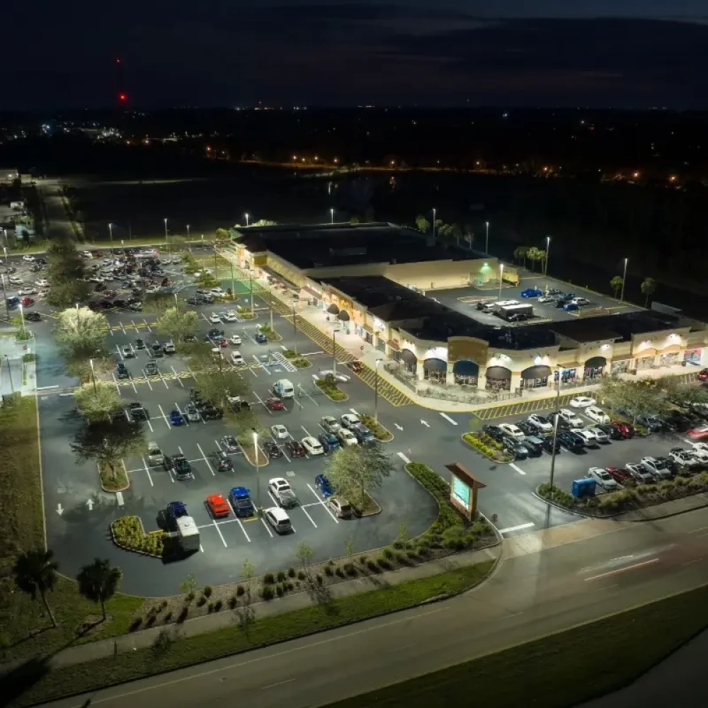 Retail Parking Lot at Night