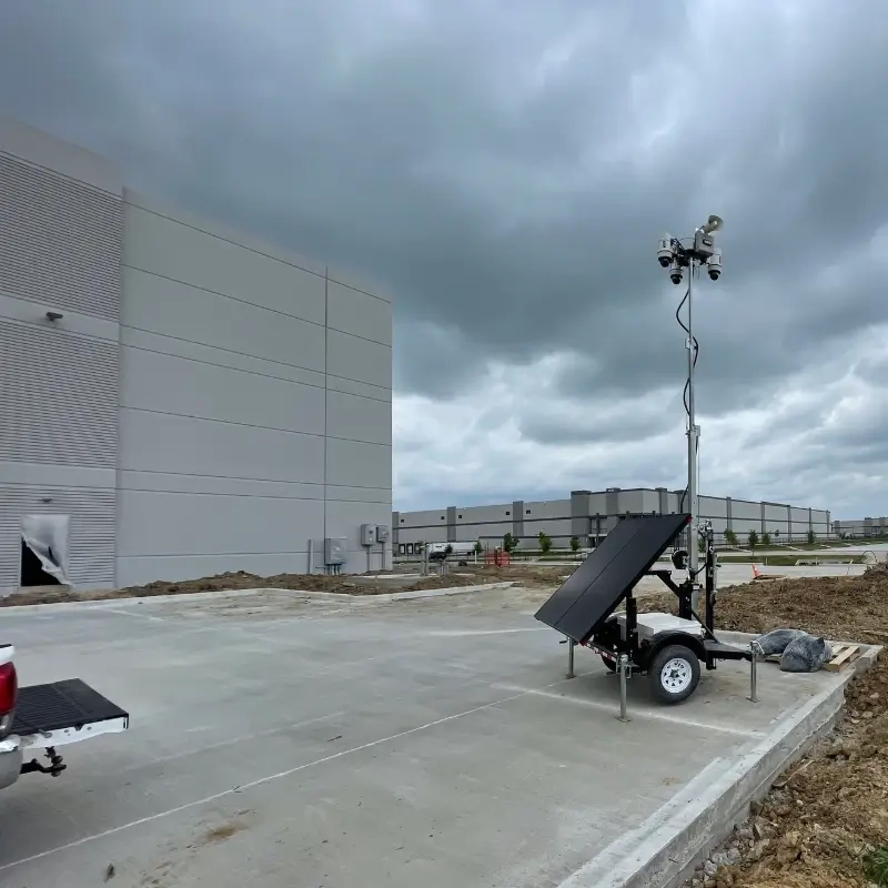 Solar Surveillance Trailer near a distribution center